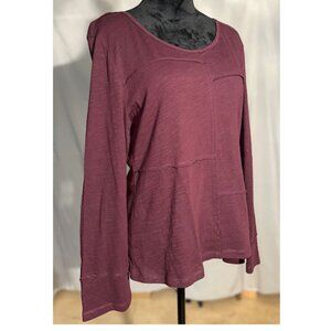 Daily Thread Long Sleeve Wine Colored Bell Sleeve Top, Medium